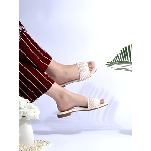 Shoetopia Smart Casual Cream Flats For Women & Girls /Eu42