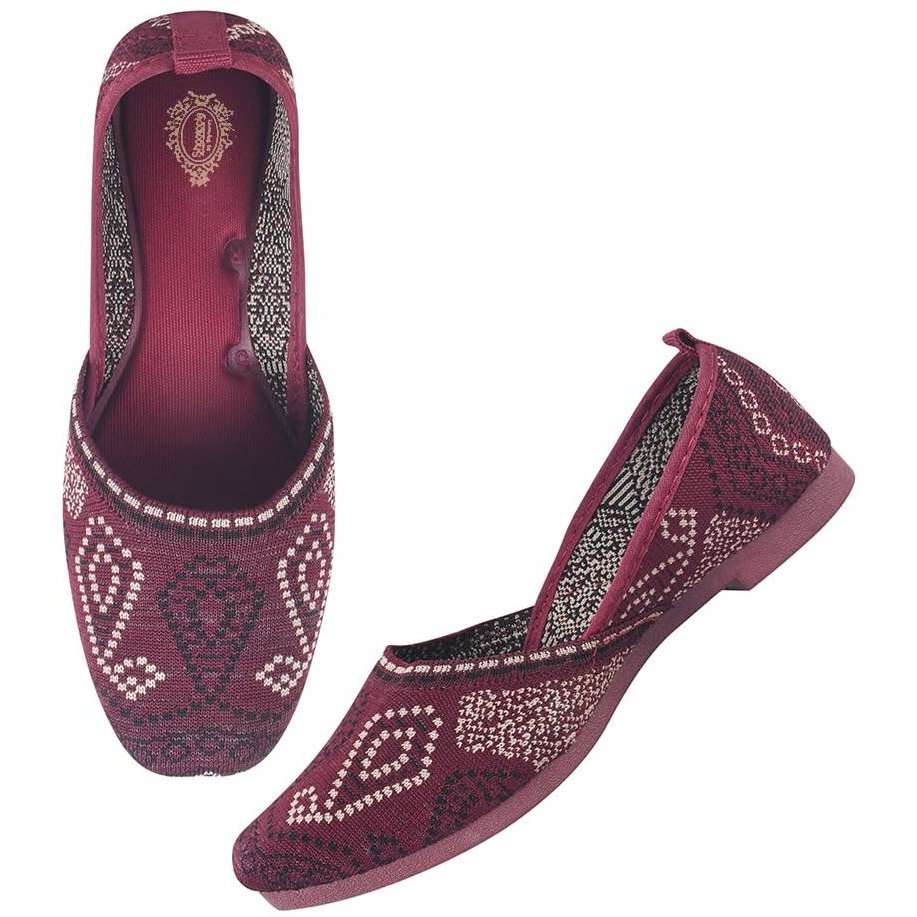 Shoetopia Embroidered Ethnic Maroon Ballerinas For Women & Girls /Eu42