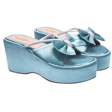 Shoetopia Embellished Blue Platfrom Heels For Women & Girls /Eu38