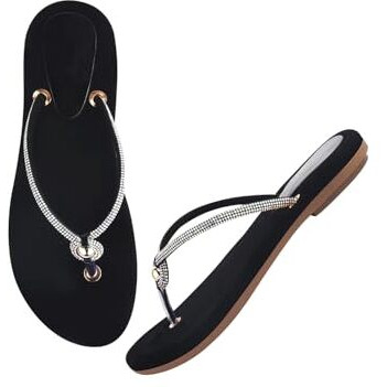 Shoeopia Embellished Strap Silver Flats For Women & Girls /Eu42