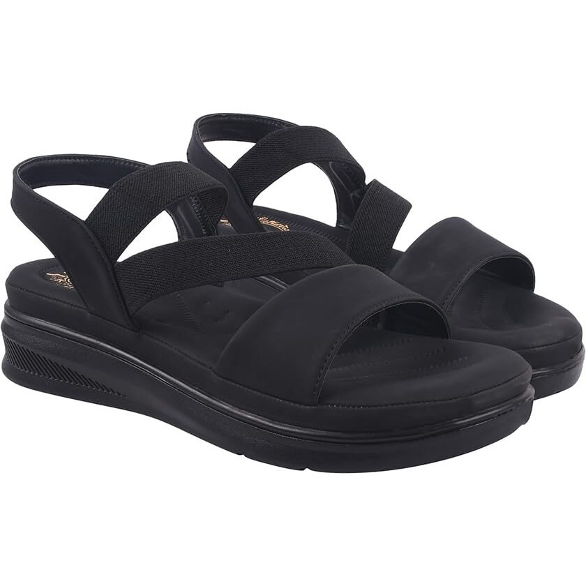 Shoetopia Comfortable Black Doctor Sole Heels For Women & Girls /Eu36