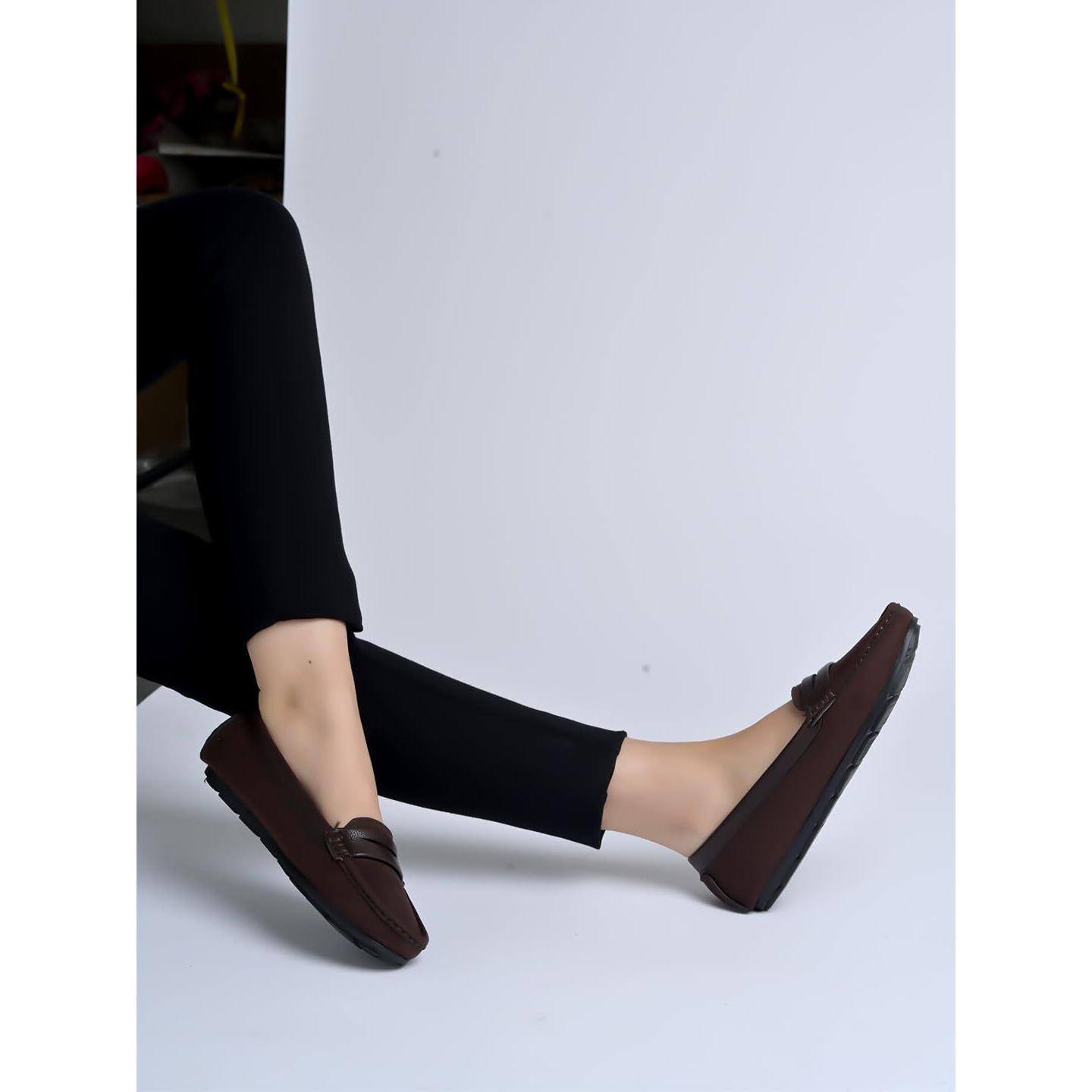 Shoetopia Upper Suede Detailed Brown Loafers For Women & Girls /Eu36
