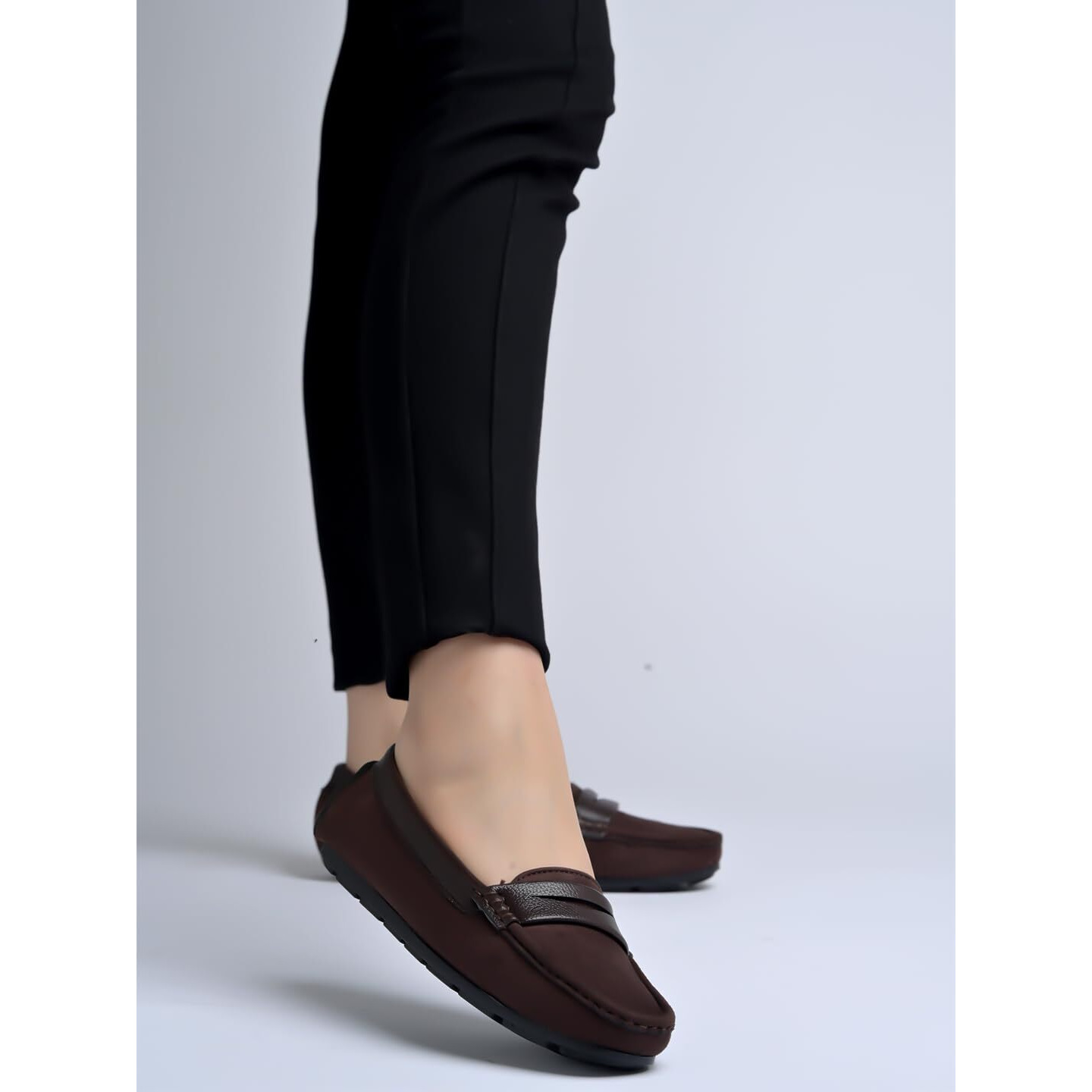 Shoetopia Upper Suede Detailed Brown Loafers For Women & Girls /Eu36