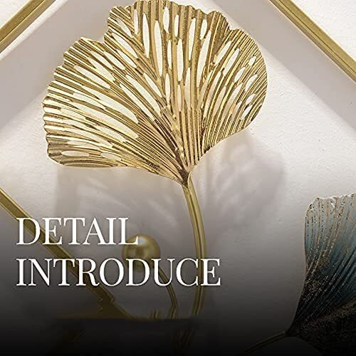 Antique 3Pcs/Set Modern Unique Design Metal Wall Decor With Gold & Blue Ginkgo Leaves, Art Home Decor For Living Room,Dinning Room ,Farmhouse