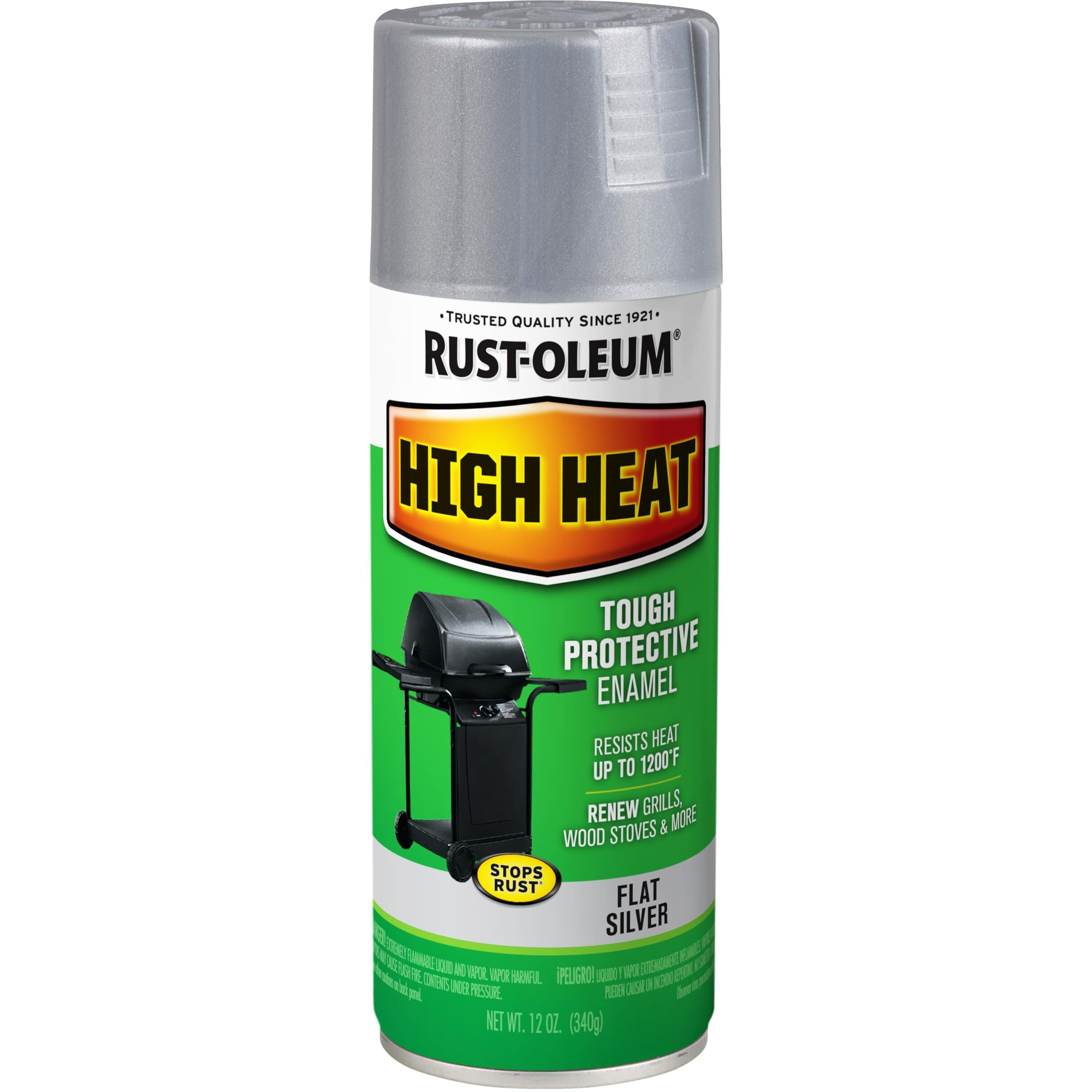 Rust-Oleum 7716830 High Heat Enamel Spray, Silver, 12-Ounce