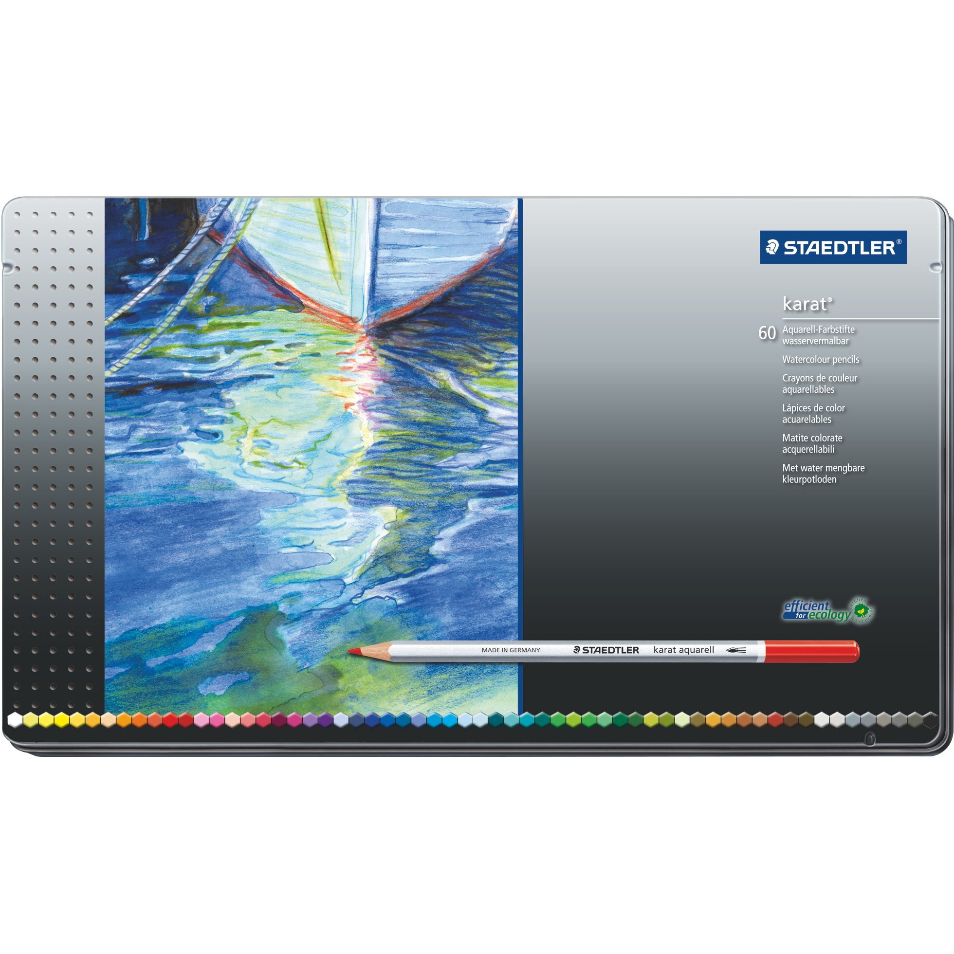 Staedtler Karat Aquarell Premium 125M60 Watercolor Pencil Set In Metal Box - Pack Of 60