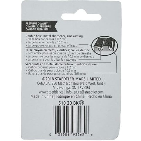 Staedtler 510 20Bk Double Hole Metal Sharpener For Pencil And Colored Pencil (1-Each)