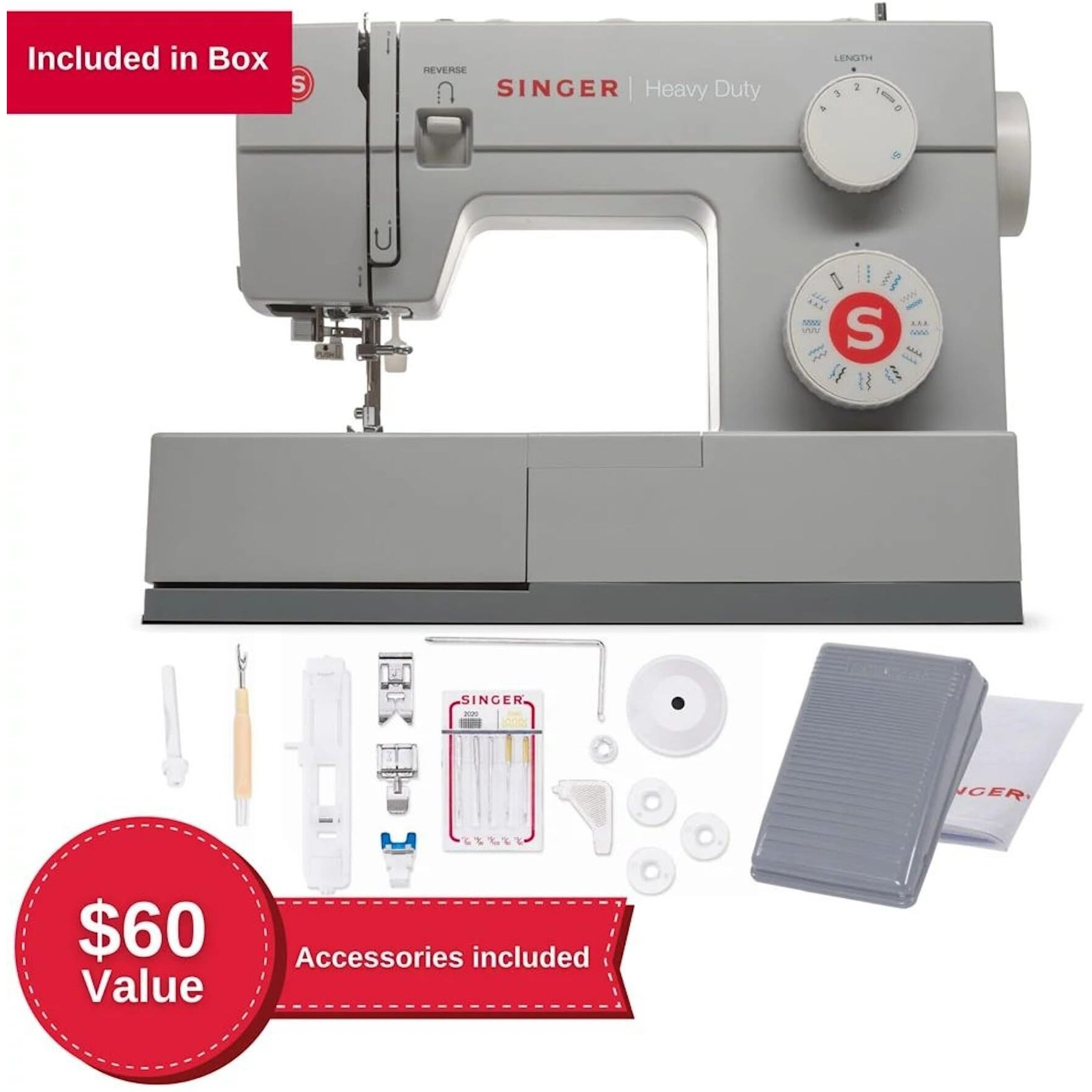 Singer 4423 Heavy Duty Zig Zag Sewing Machine, 23 Built In Stitches 97 Stitch Applications With 90 W Powerful Motor & Feed Dog With 106 Teeth In 6 Rows-Get Free Online Interactive Master Class.