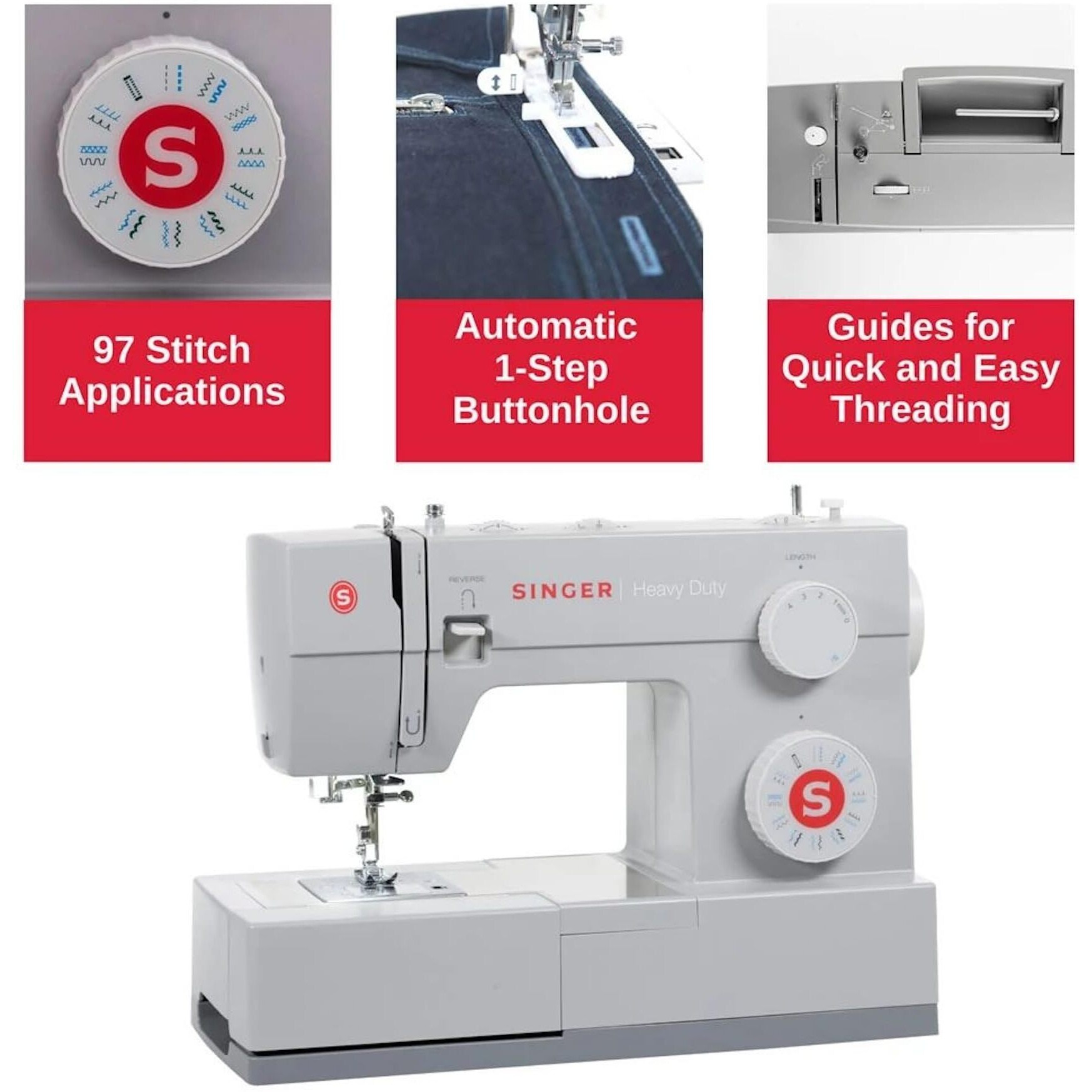 Singer 4423 Heavy Duty Zig Zag Sewing Machine, 23 Built In Stitches 97 Stitch Applications With 90 W Powerful Motor & Feed Dog With 106 Teeth In 6 Rows-Get Free Online Interactive Master Class.