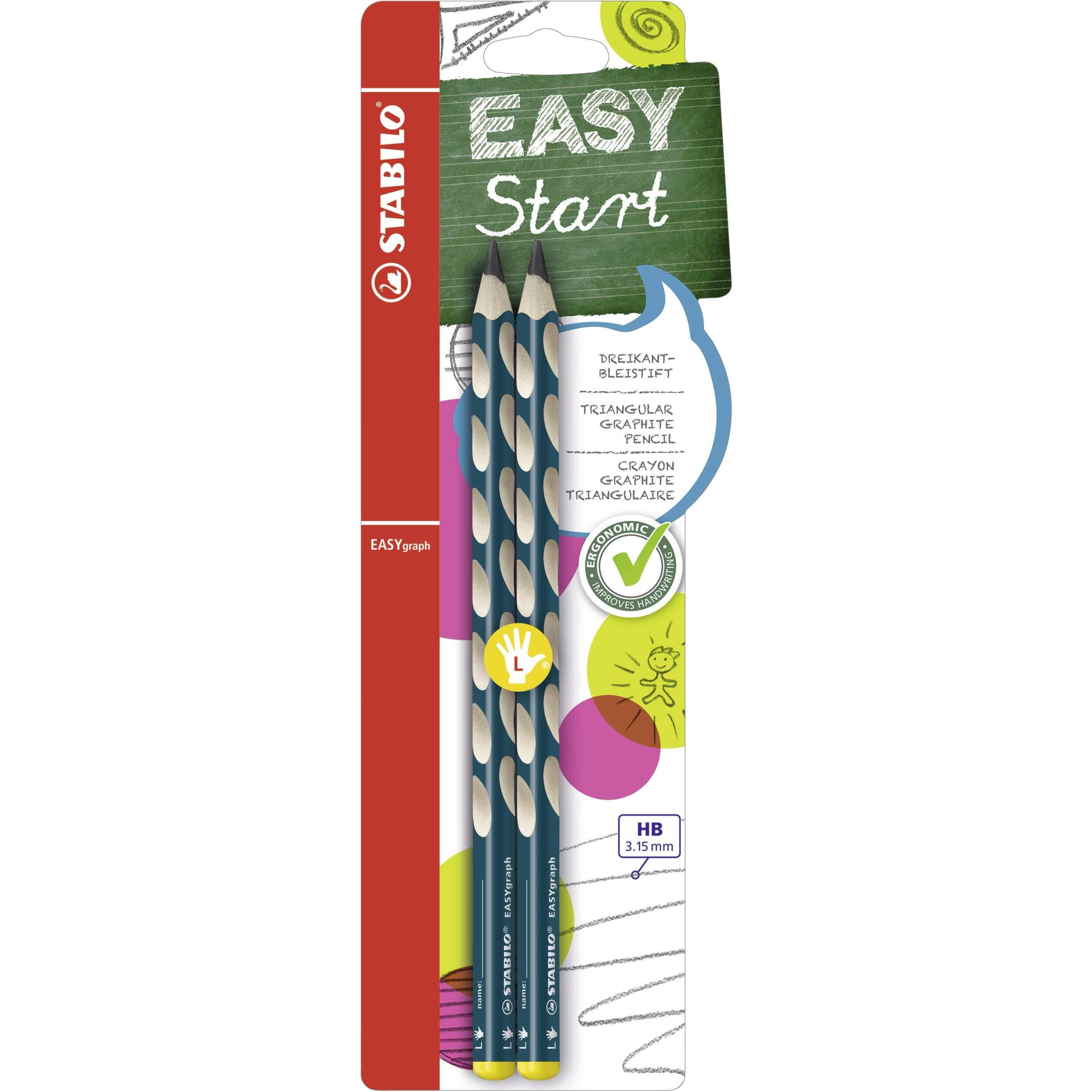 Stabilo Handwriting Pencil Easygraph -Left Handed -Petrol -2 Pcs -Hb,Yellow