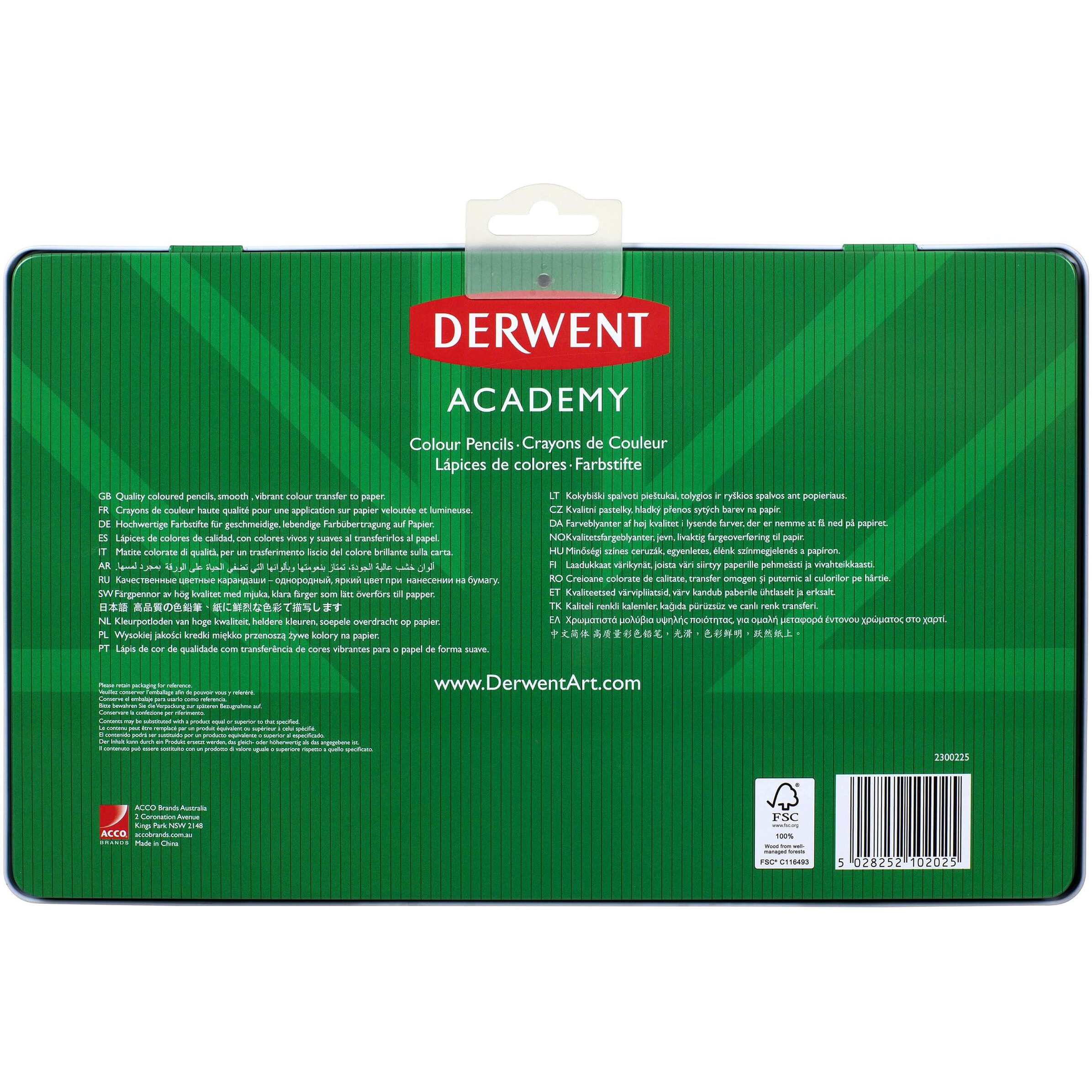 Derwent Academy Colouring Pencils Tin (Set Of 36)