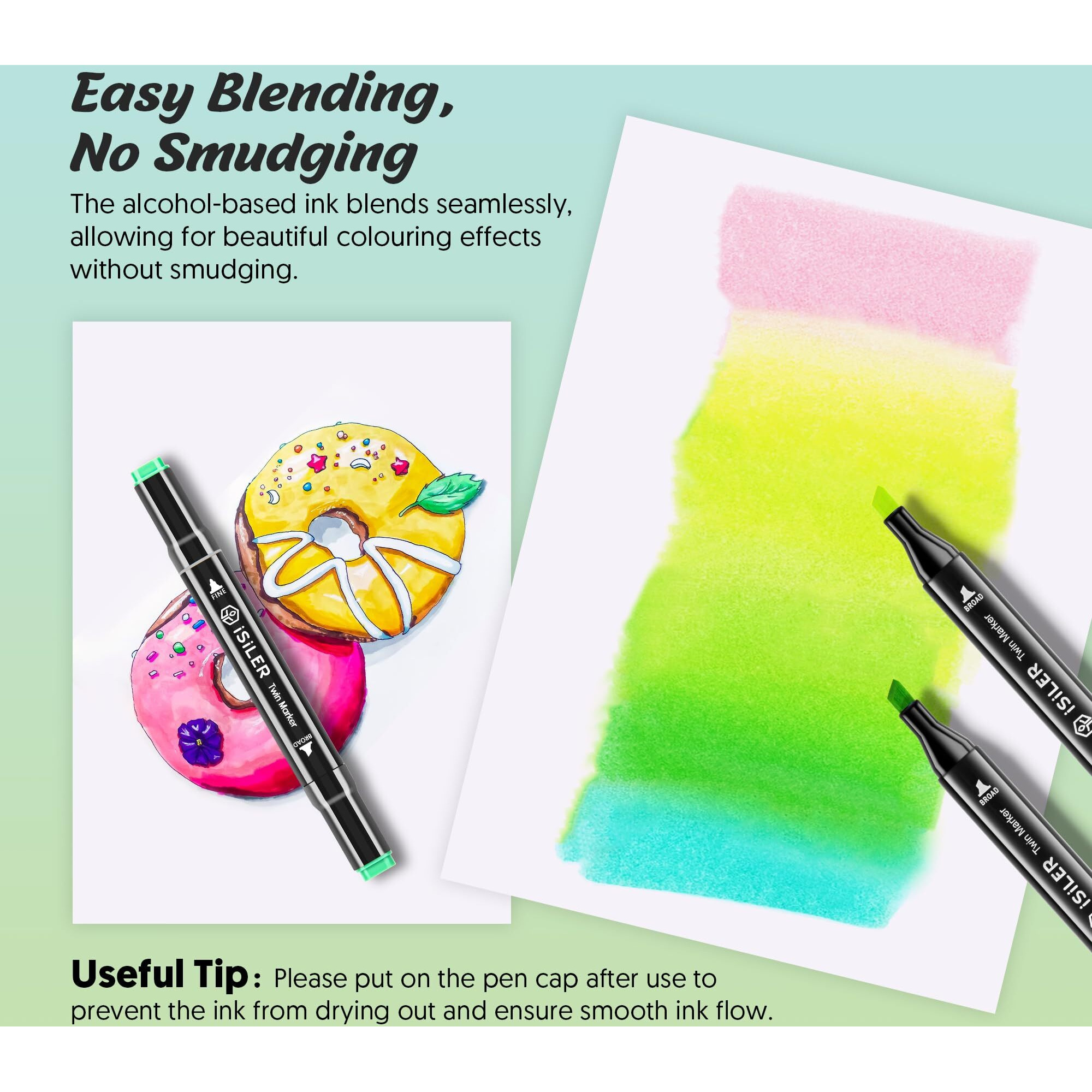 Isiler Dual Tip Art Markers, 60 Pcs Coded Colours Dual Tip For Drawing, Sketching, Coloring, Quick-Dry Alcohol-Based Ink Markers For Kids, Boys, Girls Gifts