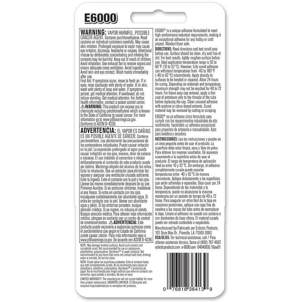 E6000 Eclectic E6000 Multipurpose Adhesive (2 Oz, Clear)