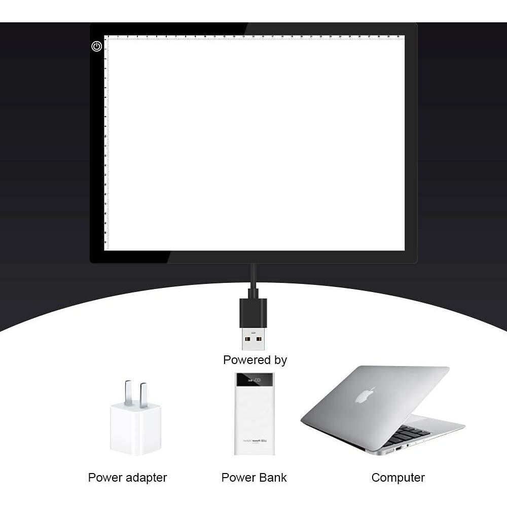 Amicivision Ultra-Thin Portable Led Drawing Board A3 Size Tracing Board Usb Powered With Adjustable Brightness Light Pad For Sketching Animation Stenciling X-Ray Viewing (A3)