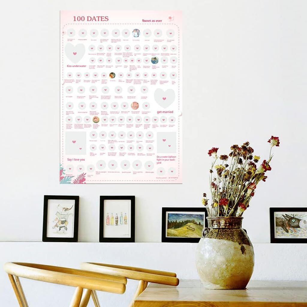 Concept Kart 100 Romantic Date Ideas Scratch Off Poster - Valentine's Day, Anniversary, Couple| 100 Cute & Memorable Activities For Couples | Fun And Exciting Experiences To Share-Paper