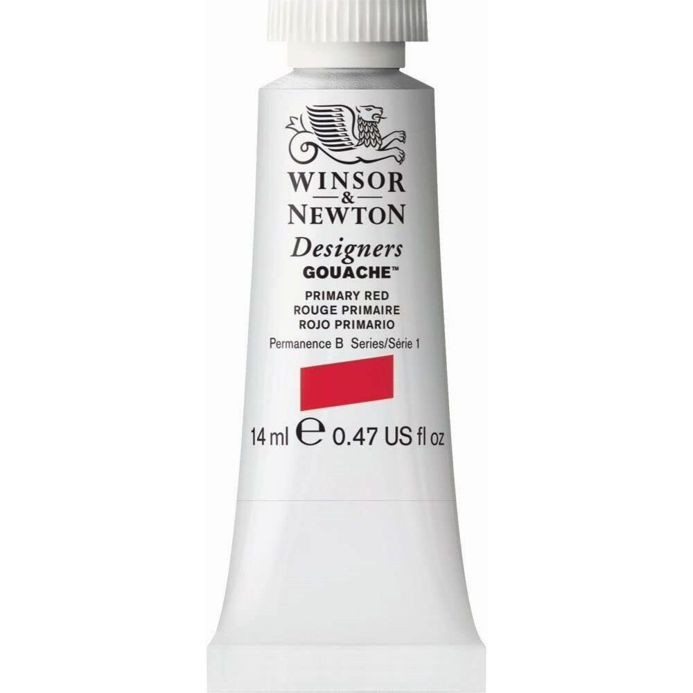Winsor & Newton Designers Gouache 14 Ml - Primary Red (524), Finely Pigmented, Vibrant, Vivid & Opaque Matt Colours, Ideal For Designer's, Illustrators & Commercial Artist