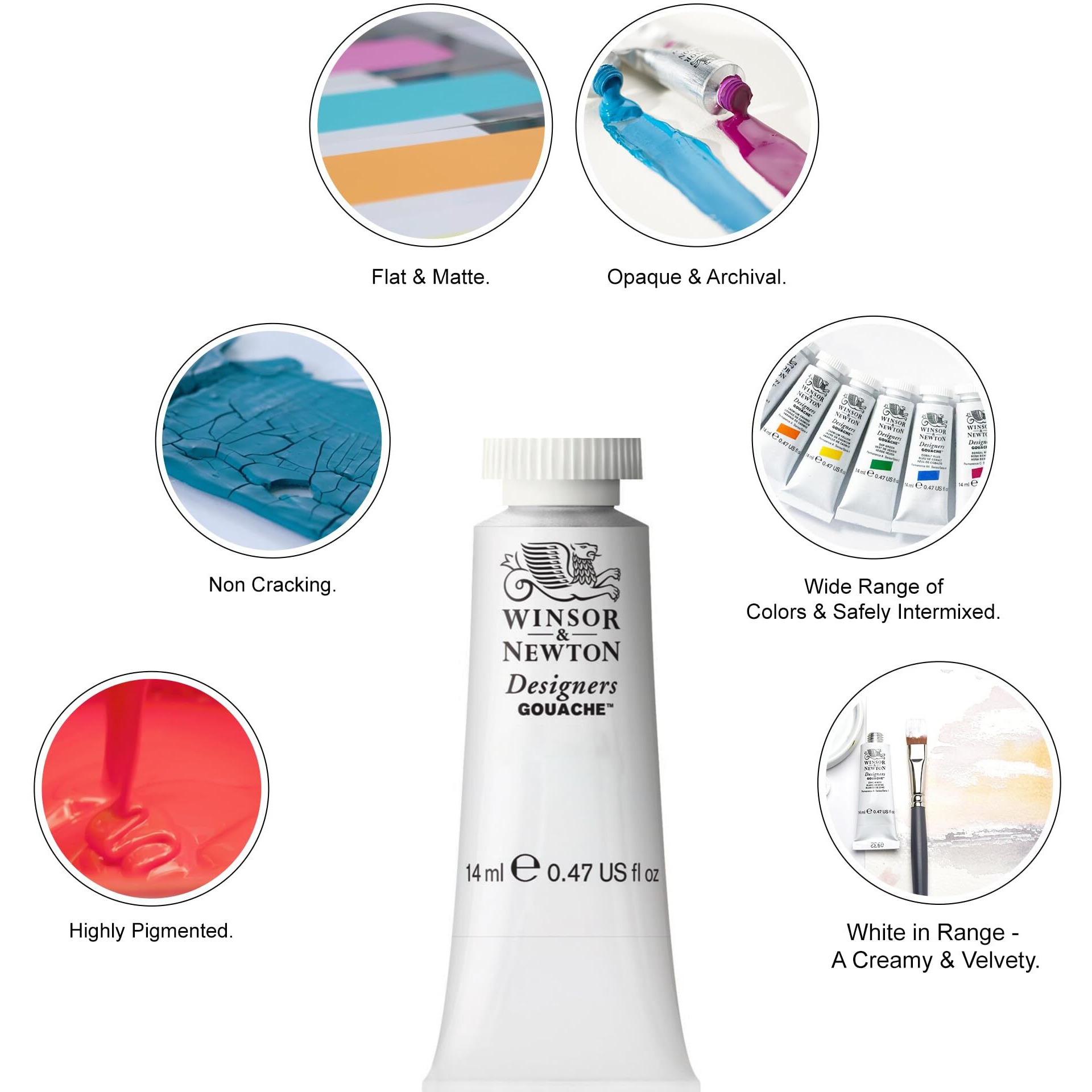 Winsor & Newton Designers Gouache 14 Ml - Primary Red (524), Finely Pigmented, Vibrant, Vivid & Opaque Matt Colours, Ideal For Designer's, Illustrators & Commercial Artist