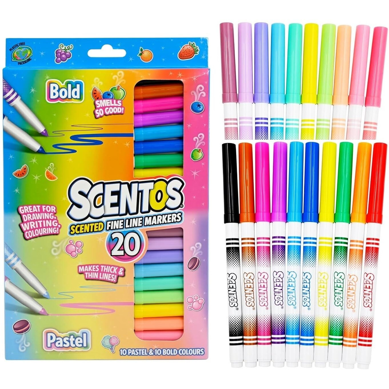 Scentos Classic Scented Markers (Fine Line Bold And Pastel Color Markers 20S)