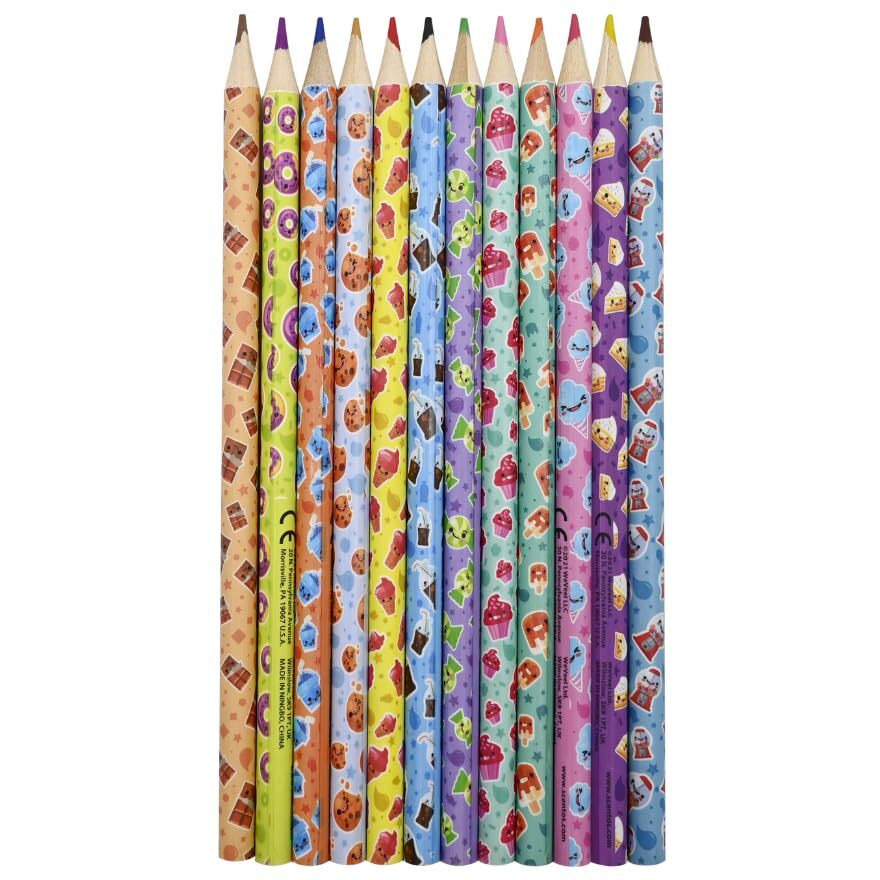 Scentos Scented Colour Pencils Pack Of 12 By Fratelli |Scratch N' Sniff Feature | Great For Drawing,Coloring,Writing And Gifting/Return Gifts | Designed In The Usa (Sweet Shop Colour Pencils 12S)