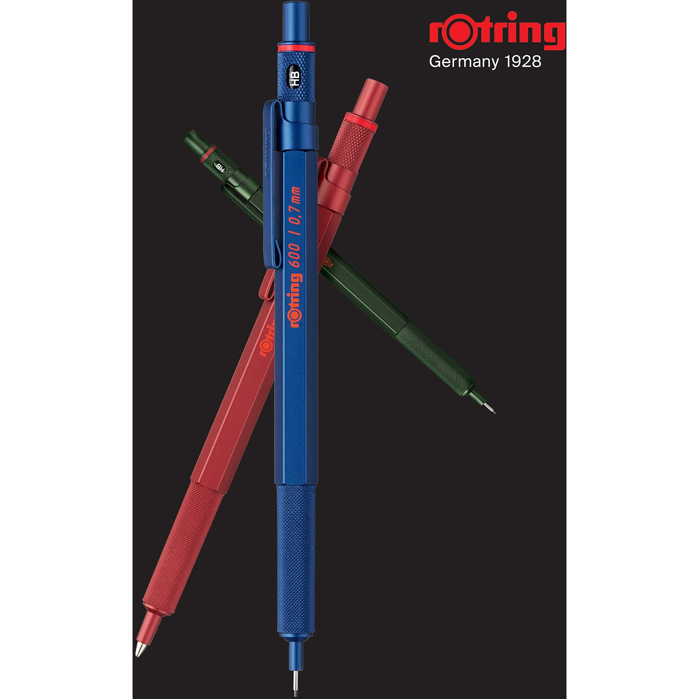 Rotring 600 Mechanical Pencil | Hb 0.5 Mm | Blue All-Metal Body | Hexagonal Barrel