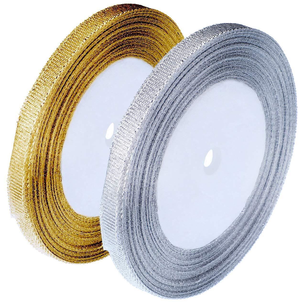 Diy Crafts Design No  1, 6Mm, Glitter Metallic Ribbon Wide Sparkly Fabric Ribbon For Gift Crafters Sewing Brithday Wrap Card Making Hair Bows Floral Projects (Design No  1, 6Mm)