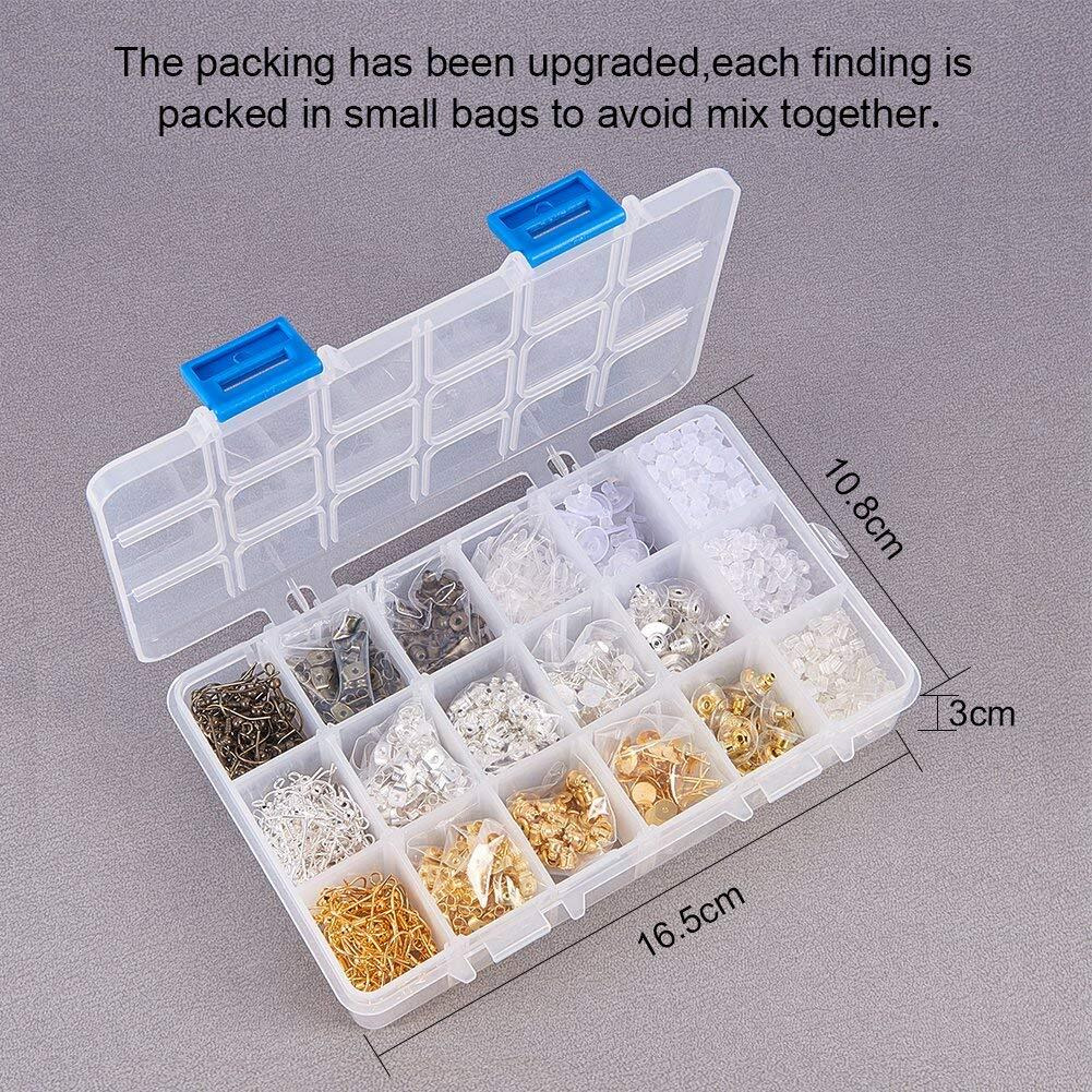 Diy Crafts Design  No 1, Pack Of 1400 Pcs, Multicolour 18 Style Earring Back Earnut Kit With Earring Hook Butterfly Ear St(Design  No 1, Pack Of 1400 Pcs)