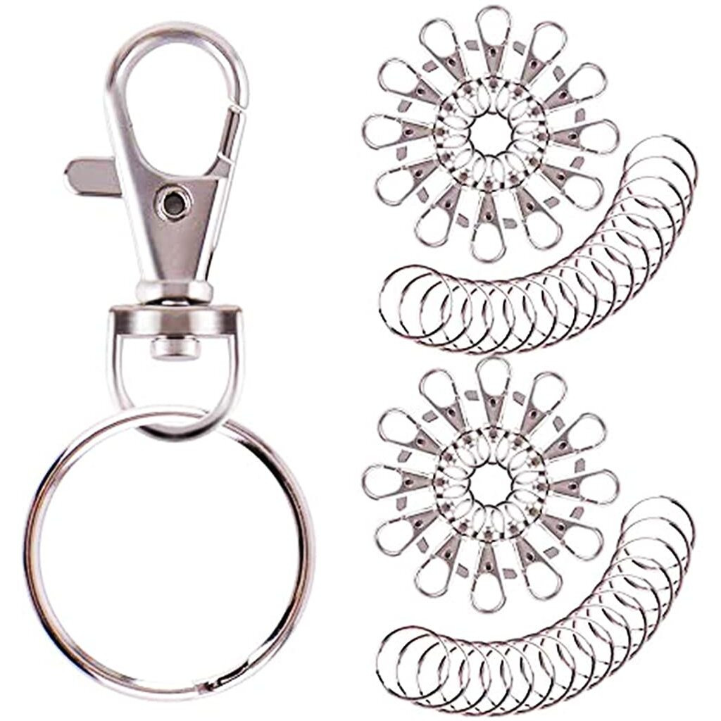 Diy Crafts Pack Of 60 Pcs, Silver, Swivel Clasps Lanyard Snap Hook Lobster Claw Clasp & Keychain Rings For Hanging Nail Files, Label Tags, Foldable Scissors, K(Pack Of 60 Pcs, Silver)