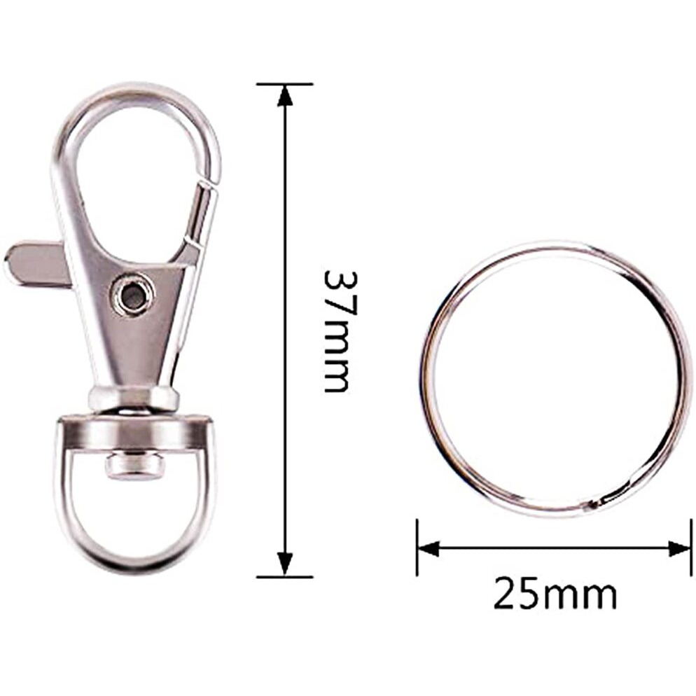 Diy Crafts Pack Of 60 Pcs, Silver, Swivel Clasps Lanyard Snap Hook Lobster Claw Clasp & Keychain Rings For Hanging Nail Files, Label Tags, Foldable Scissors, K(Pack Of 60 Pcs, Silver)