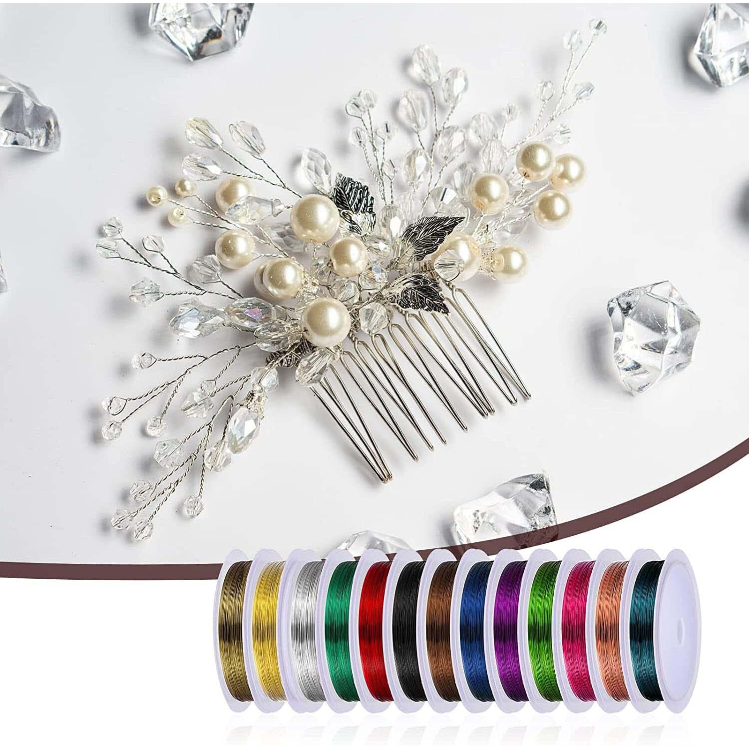 Diy Crafts Rolls 0.38 Mm Diameter 148-164 Ft Beading Wires Bright Bead Stringing Wires Stainless Steel Color (10 Roll 10 Color, 10 Color Tiger Tail Wire Rolls)