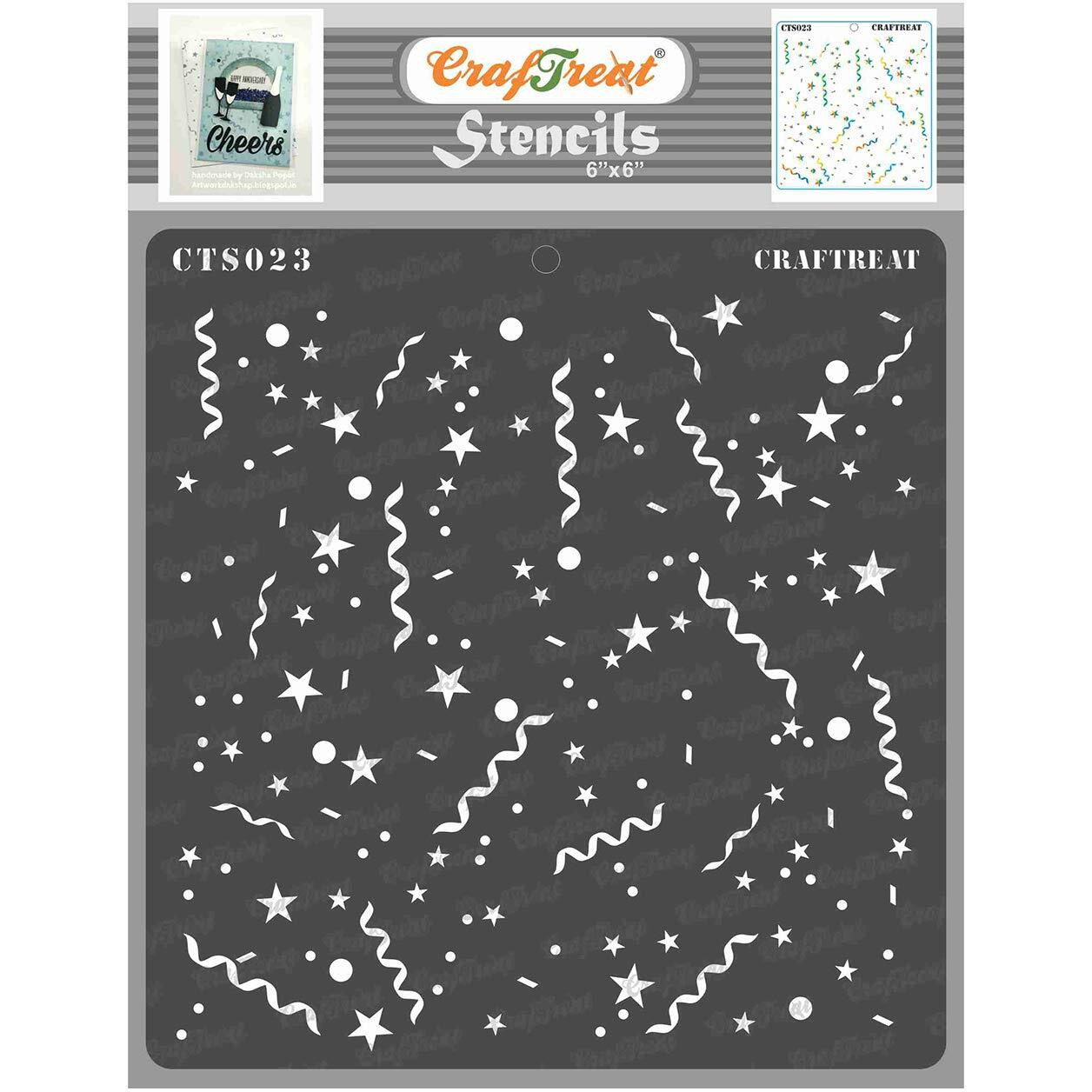 Craftreat Home Decor Stencil - Confetti - Size 6X6 Inches - Party Stencils For Craft - Craft Stencils For Art Flower - Flower Design Stencil - Flower Pattern Stencil