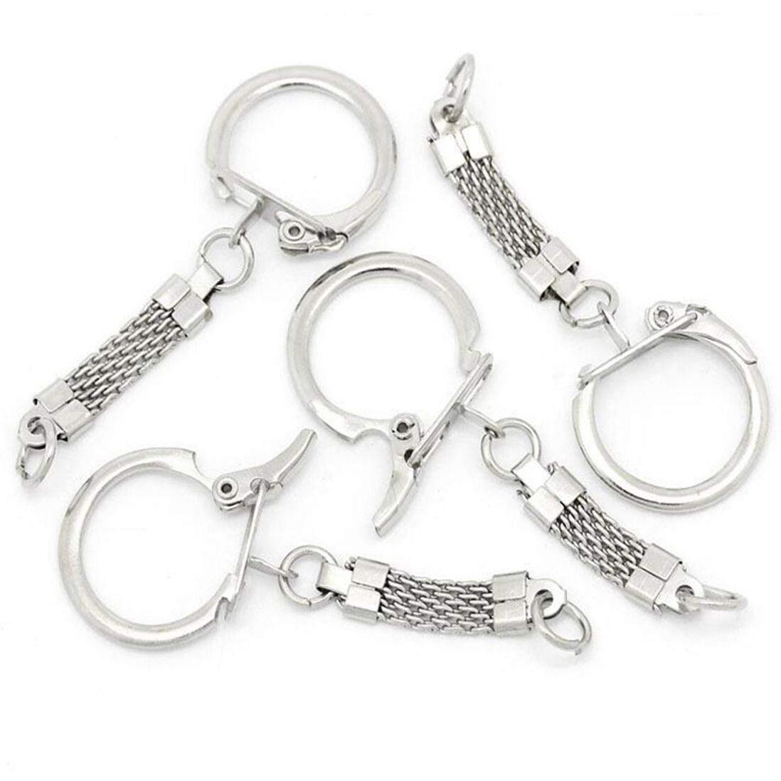 Diy Crafts Pack Of 25 Pcs, Silver Colour, Metal Alloy Key Chains Key Rings Dull Silver Color 6.2Cm X 2.3Cm Keychai(Pack Of 25 Pcs, Silver Colour)