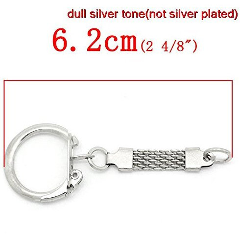 Diy Crafts Pack Of 25 Pcs, Silver Colour, Metal Alloy Key Chains Key Rings Dull Silver Color 6.2Cm X 2.3Cm Keychai(Pack Of 25 Pcs, Silver Colour)