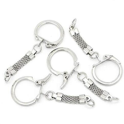 Diy Crafts Pack Of 10 Pcs, Silver Colour, Metal Alloy Key Chains Key Rings Dull Silver Color 6.2Cm X 2.3Cm Keychai(Pack Of 10 Pcs, Silver Colour)