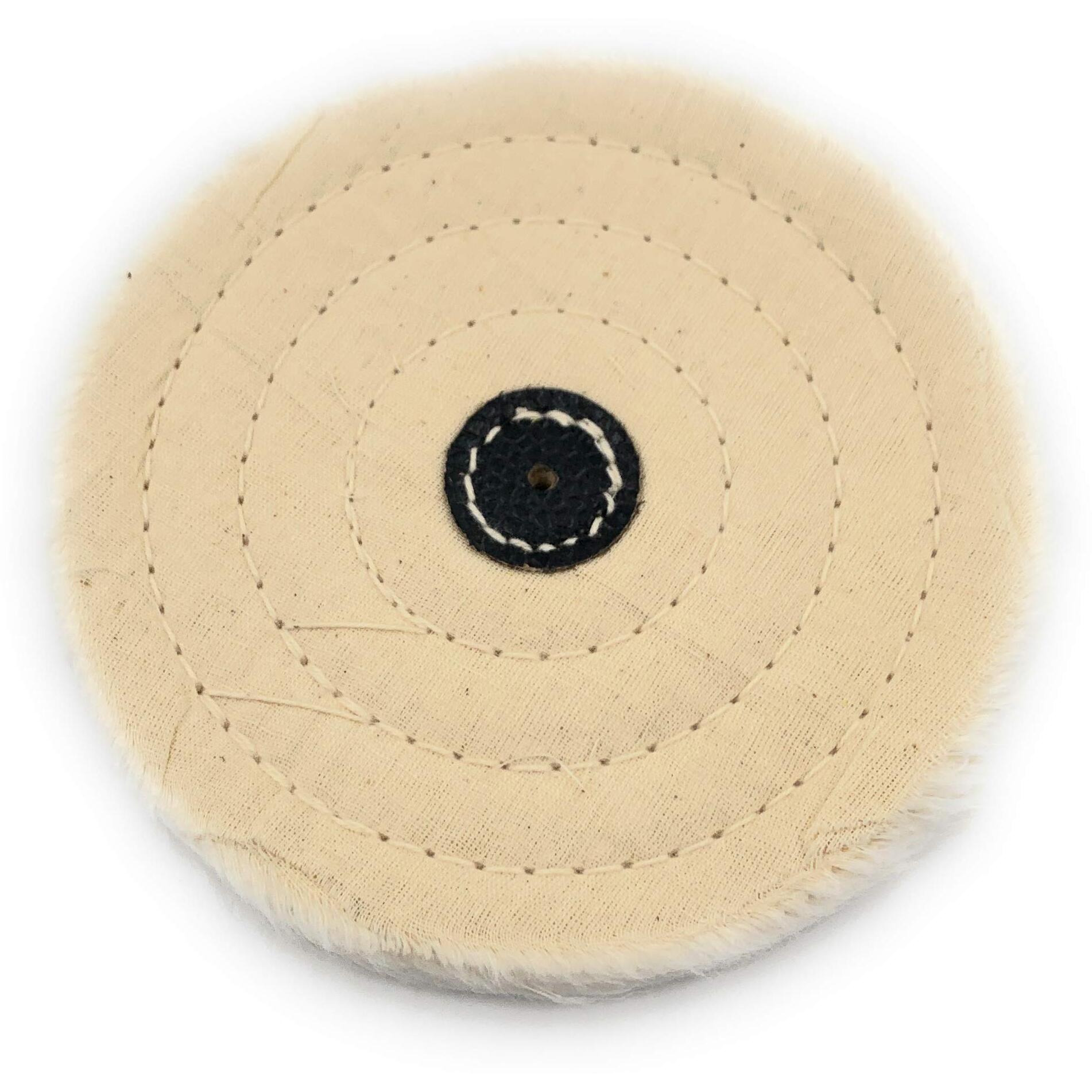 Aone Polishing White Muslin Cloth Buff 4X50 & 6&quotX50 Folds Stitched Buffing Wheel Leather Hub Kit Of 4 To Polish & Buff Gold,Silver,Other Metals For Jewellery,Watchmaking,Hobby Craft For Bench Grinder