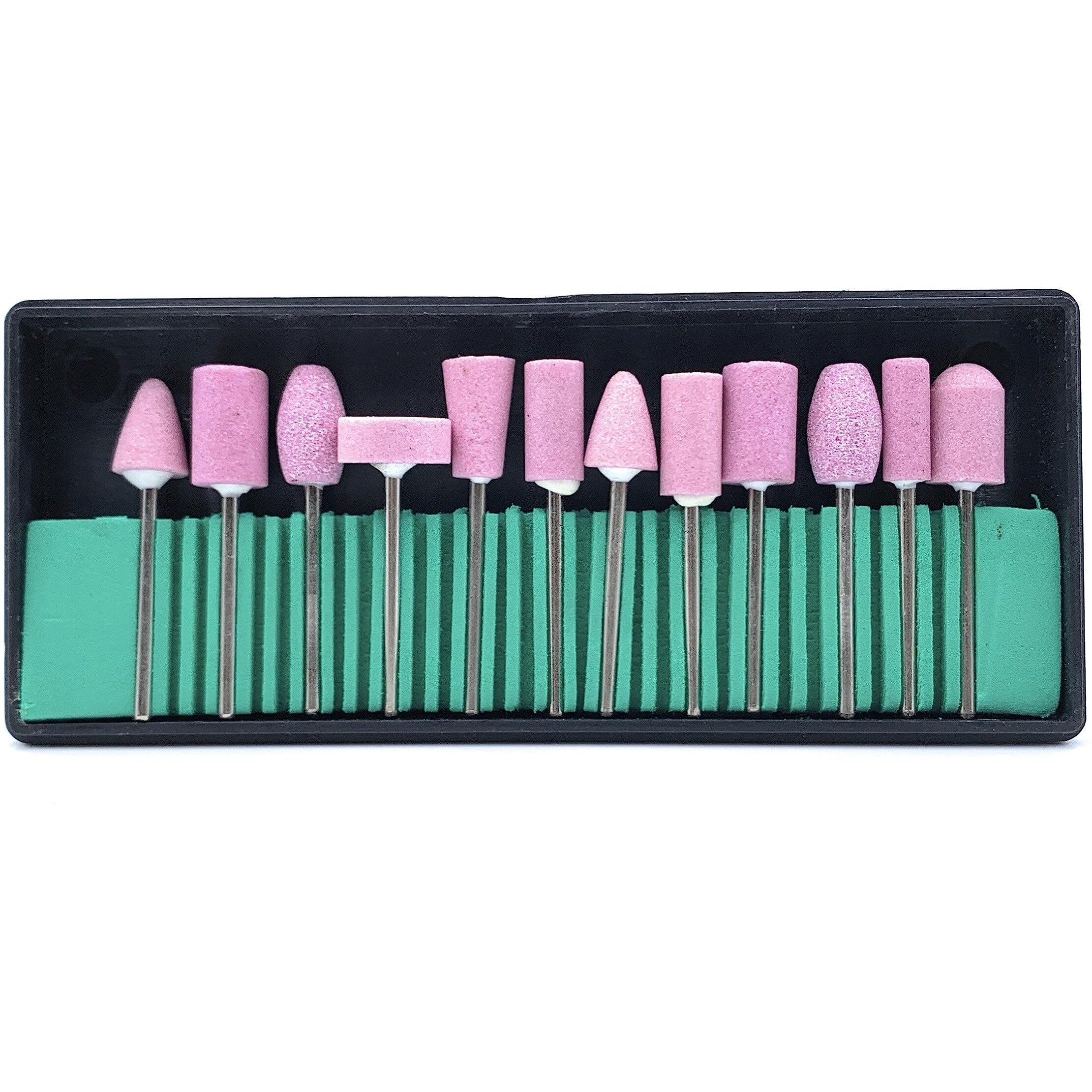 Aone Abrasive Mounted Stone Bur 2.3Mm Set Of 12 For Grinding, Polishing, Carving & Sanding In Metal, Wax, Plastic, Ceramic, Clay, Etc For Dental, Jewellery Making, Model Making, Hobby Crafts Diy