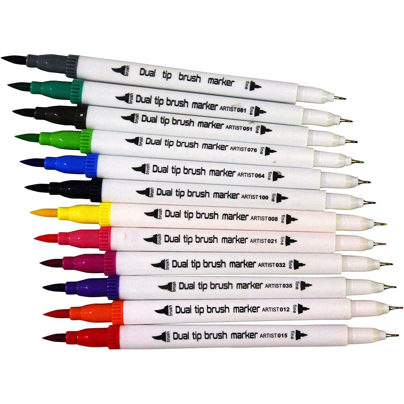 Worison Dual Tip Brush Marker Pens Artistic Watercolour 12,Brush Tip With Fine Liner 0.4Mm&Markers Pen With 1-2 Mm Tip For Writing Drawing Coloring,Multi-Coloured