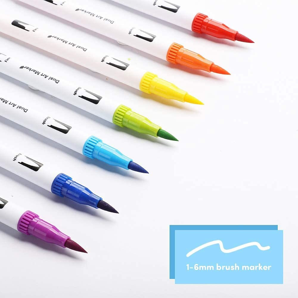 Worison Dual Tip Brush Marker Pens Artistic Watercolor 36 Brush Tip With Fine Line 0.4Mm And Markers Pen With 1-2 Mm Tip For Writing Drawing Coloring, Multicolor