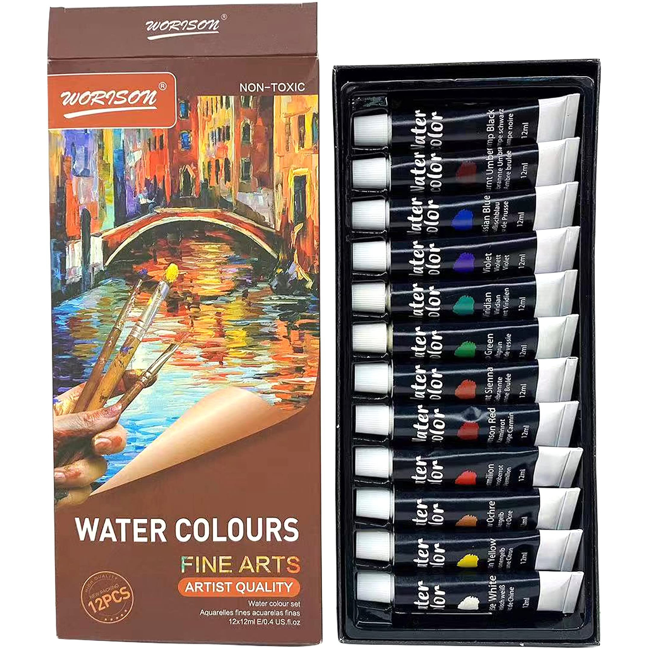Worison Water Color Set, 12Ml Tubes 12 Colors (Multicolor)