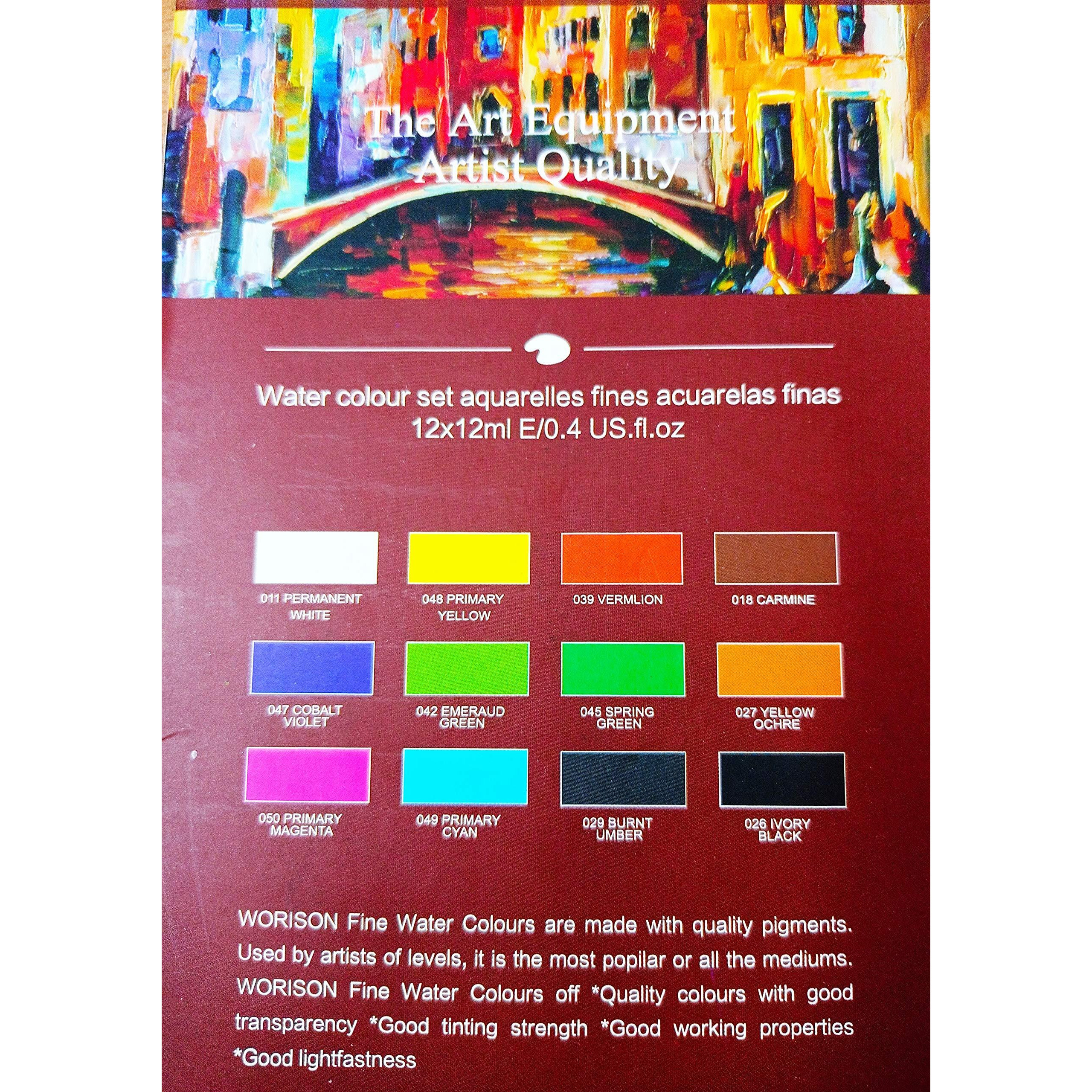 Worison Water Color Set, 12Ml Tubes 12 Colors (Multicolor)