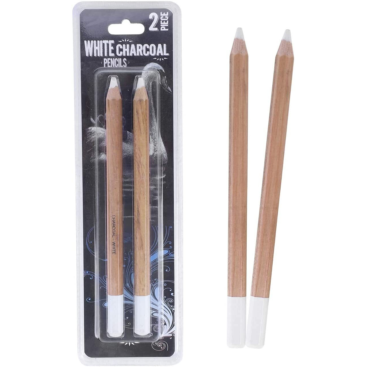 Worison 2 Pcs White Charcoal Sketching Pencils Set 6Mm For Dark Or Tinted Paper