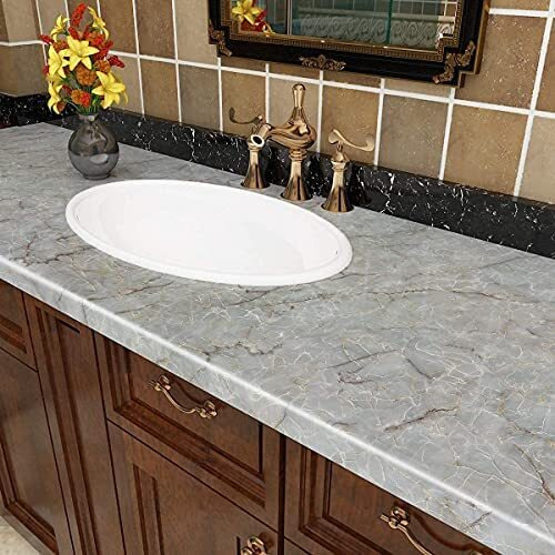 Sarvatray Kitchen Backsplash Gray Marble Foil Sticker Oil And Waterproof Self Adhesive Foil Paper For Home Improvement Or Kitchen (Gray 60X200)