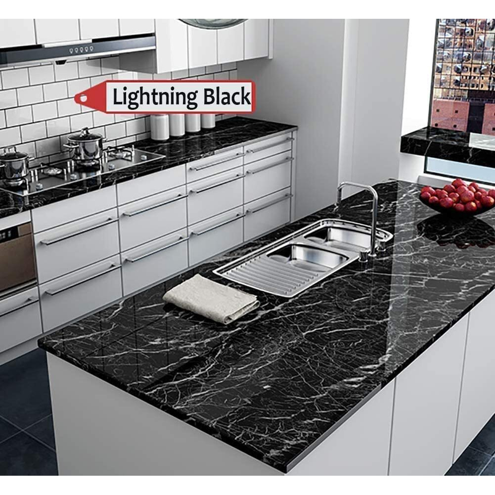 Retail Paratpar Kitchen Wall Stickers Oil Proof Heat Resistant, Black Foil Sticker, Wall Paper For Wall, Black Wall Stickers, Sticker Kitchen, Kitchen Sheet, Self Adhesive Wallpaper, Bathroom Stickers Waterproof (Bk 2 M)