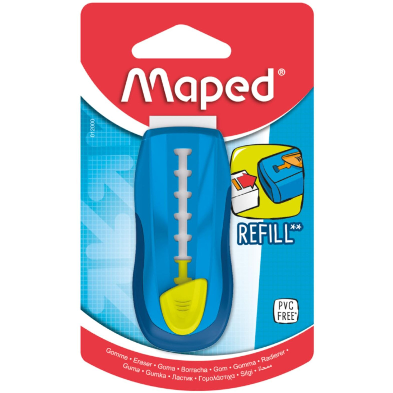 Helix Maped Universal Refill Eraser (Pack Of 1, Assorted) (012000St), Blue