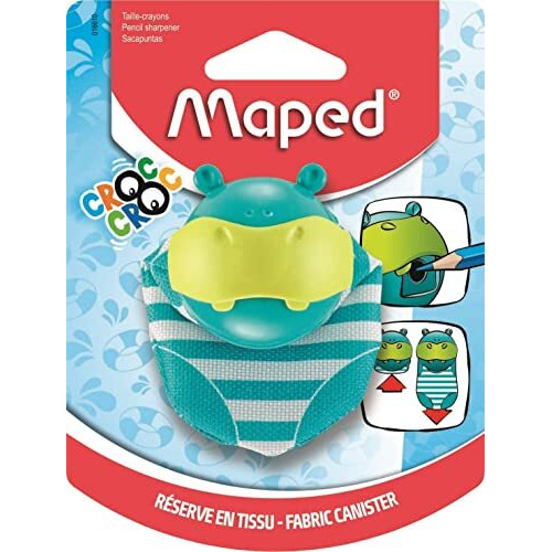 Maped - Croc Croc Hippo Pencil Sharpener - Hippo Pencil Sharpener - Stretchy Fabric Reserve - Clean Function