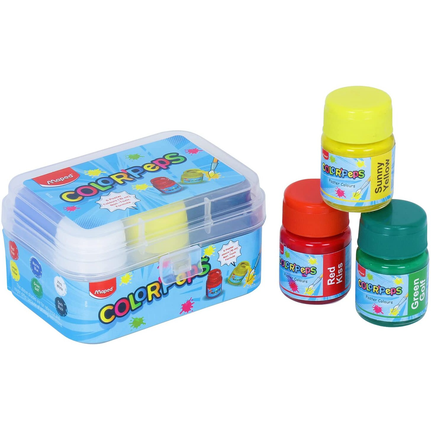 Maped Poster Color Set Of 6 Shades Plastic Box, (827006) | Water Colour |Non-Toxic 6 Shade | Bright Colours