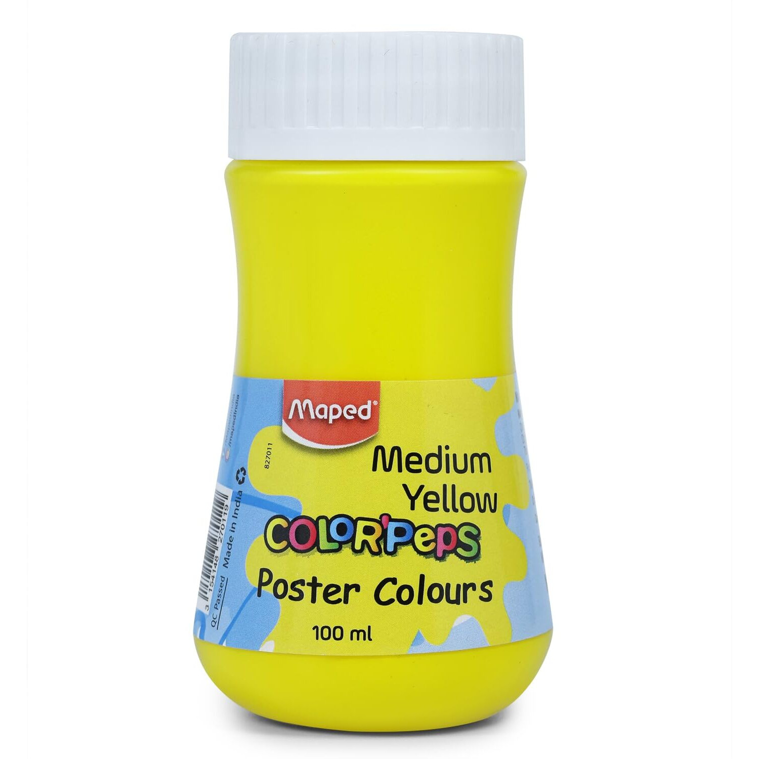 Maped Poster Colour 100Ml- Medium Yellow|Poster Colour|Vibrant And Rich Colour|Safe And Non-Toxic|High -Grade Colour |Leak Proof Safety|Easy To Use|Ideal For Artistic And Children