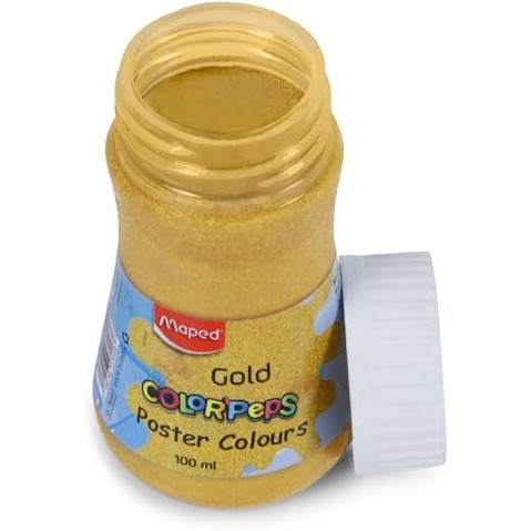 Maped Poster Colour 100Ml- Gold|Poster Colour|Vibrant And Rich Colour|Safe And Non-Toxic|High -Grade Colour |Leak Proof Safety|Easy To Use|Ideal For Artistic And Children