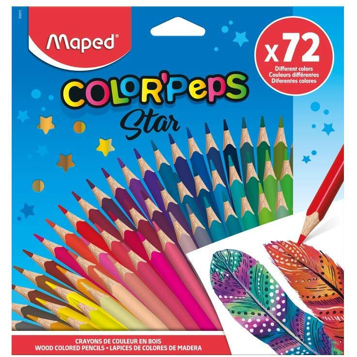 Maped Color'Peps Star 72 Shade Colour Pencils|Very Premium Highgrade Colour|Ideal For Artistic Minds|Soft & Strong Performance|Colour Pencils|Non-Toxic & Safe Colouring Set|Vibrant Colours-Multicolor