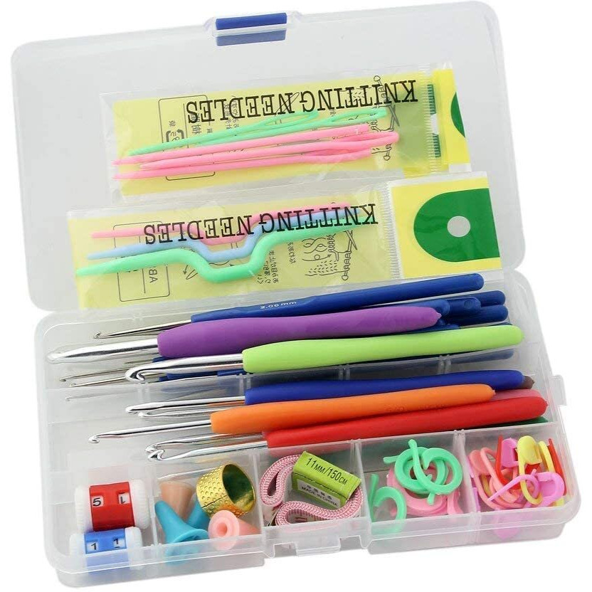 Naitik Creation Knitting Crochet Hook Needle Set, 53Pcs Ergonomic Knitting Needle Kit, Knitting Needle Kit Organizer With 16Pcs Soft Grip Handles Hooks, Tapestry For Hand Knitted, (Large)
