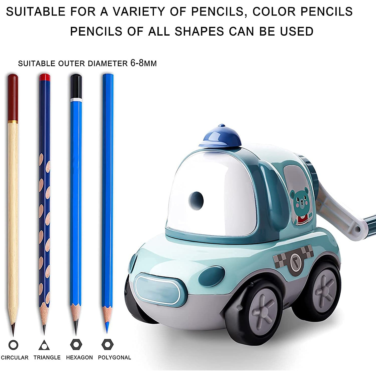 Kunya Car Shaped Pencil Sharpener, Cute Design Super Point Manual Pencil Sharpener For School Stationary And Gift For Kids (Random Colour) Pack Of 1